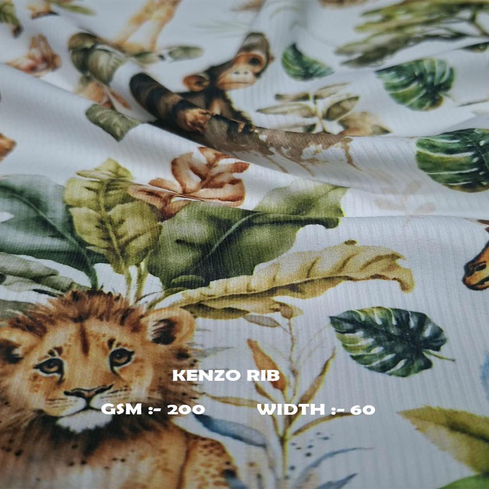 Kenzo Rib Fabric - Application: Tishrt  Dress  Kids Wear  Shorts  Swimming Costumes  Women Dresses