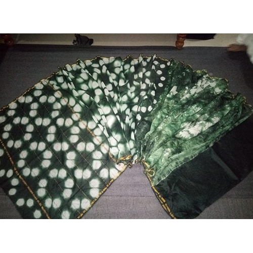 Hand Dyed Shibori Marsrized Silk Fabric Saree