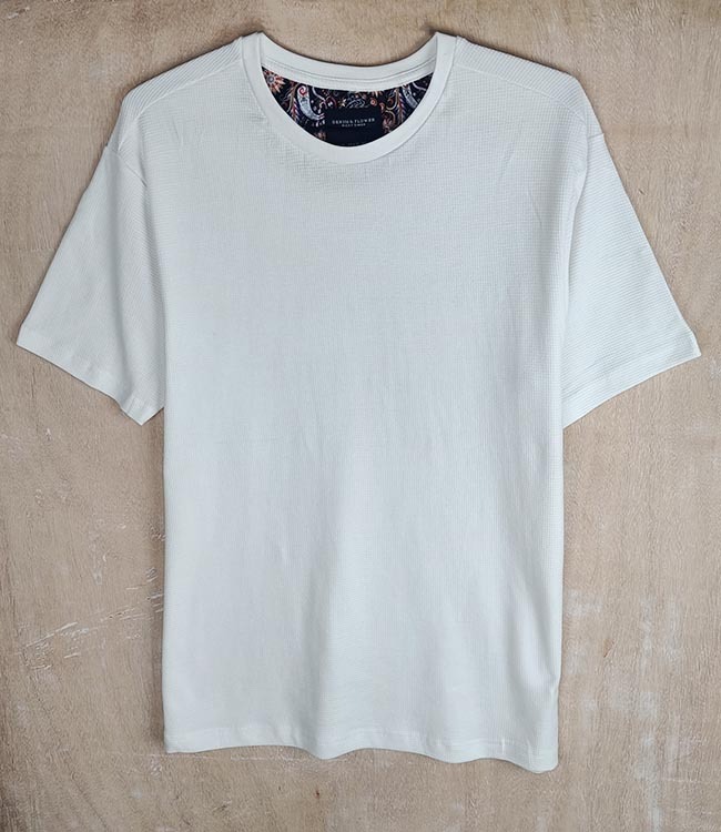 M11470 DENIM & FLOWER Mens Textured Crew Neck T-Shirts