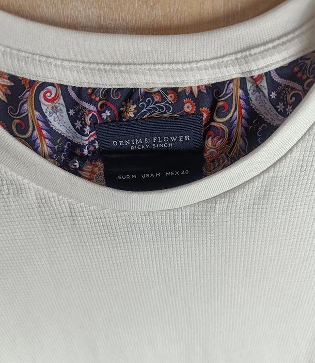 M11470 DENIM & FLOWER Mens Textured Crew Neck T-Shirts