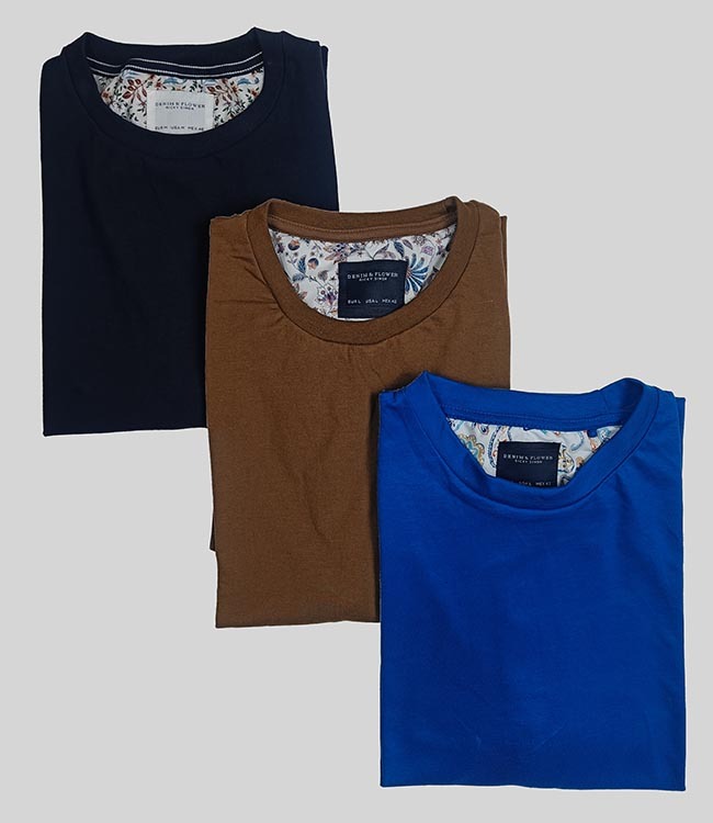 M11469 DENIM & FLOWER Mens Crew Neck T-Shirts