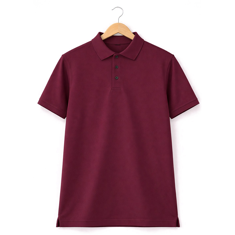 Maroon Polyester Fabric Polo T-Shirt