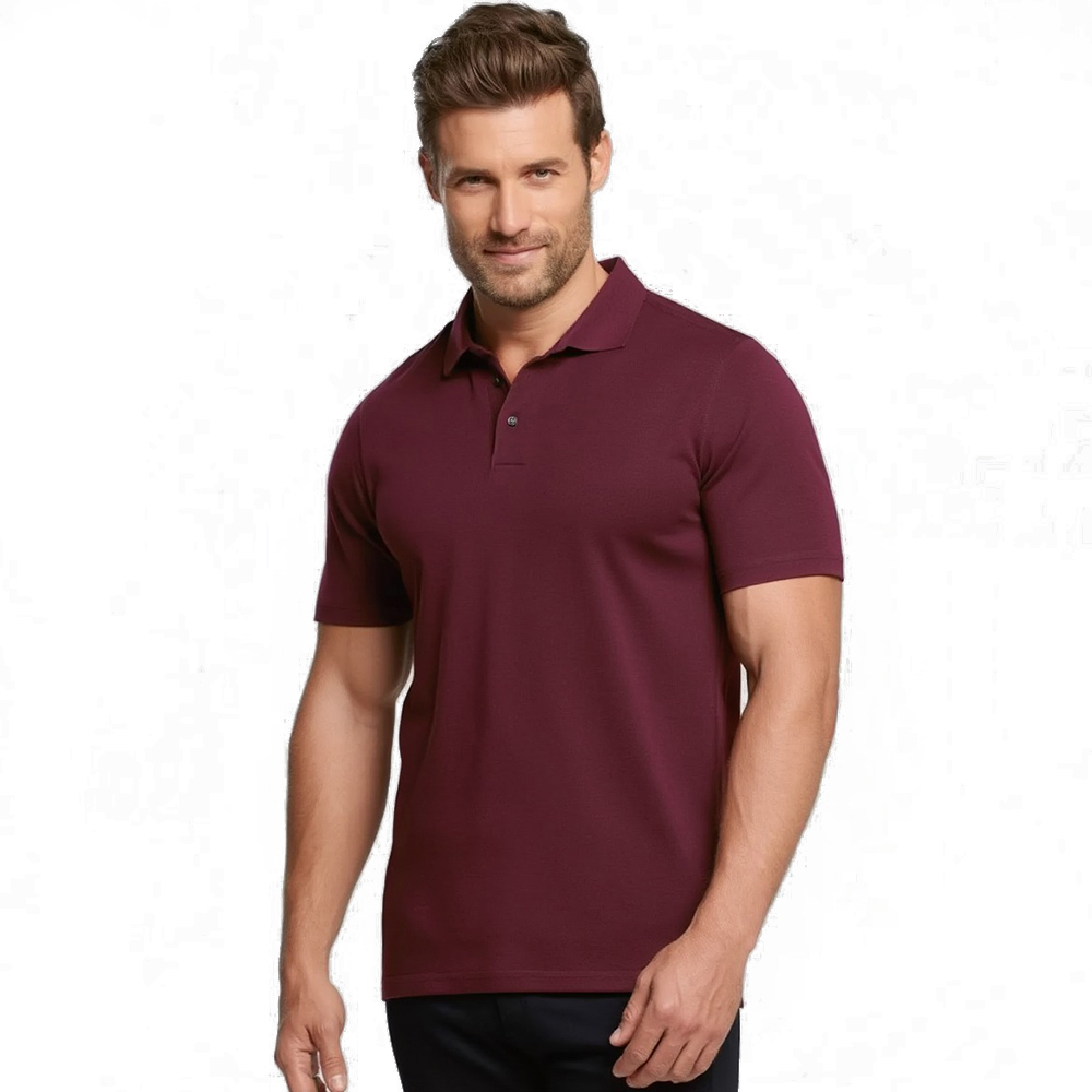 Maroon Polyester Fabric Polo T-Shirt