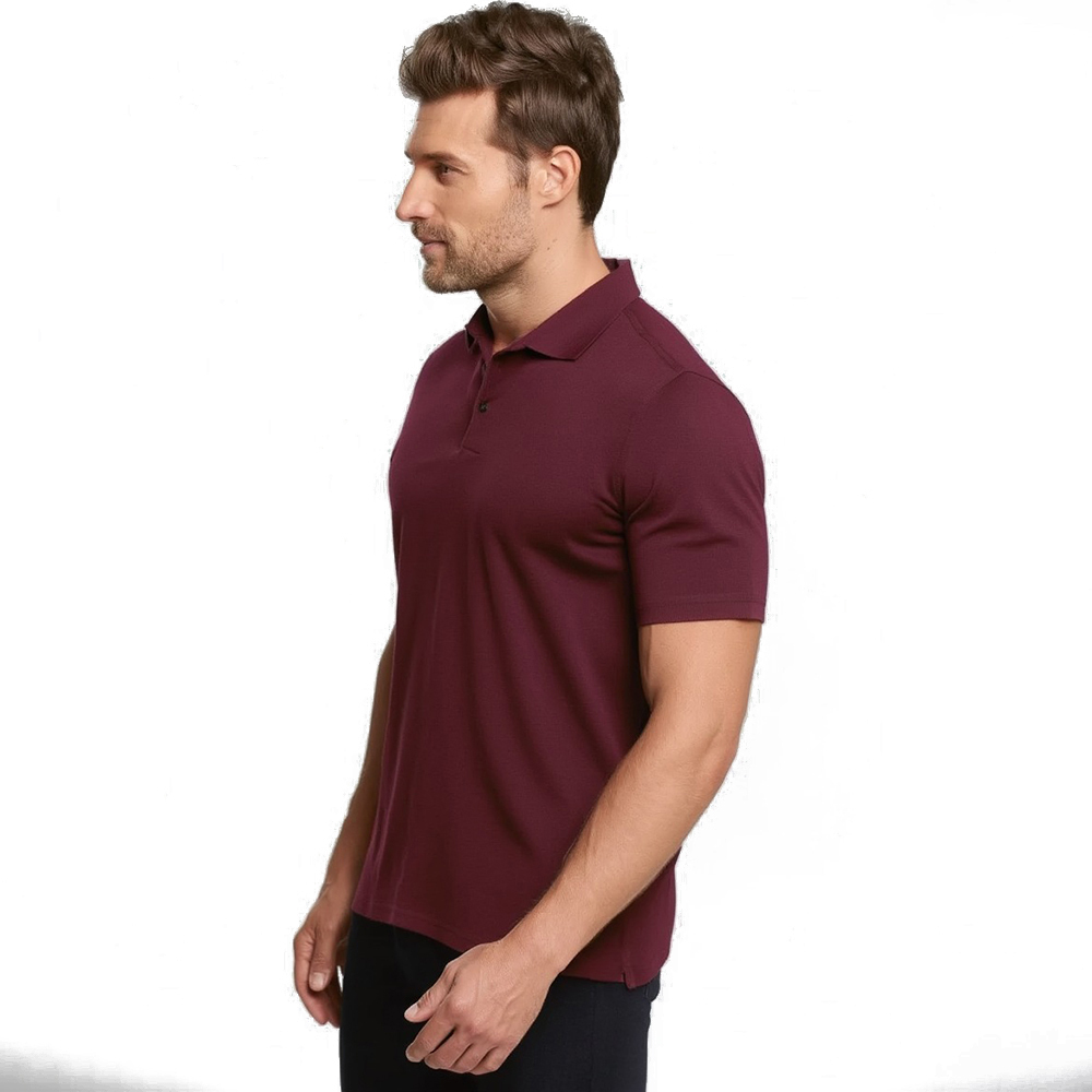 Maroon Polyester Fabric Polo T-Shirt
