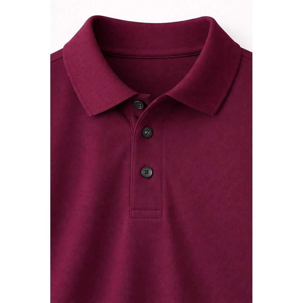 Maroon Polyester Fabric Polo T-Shirt