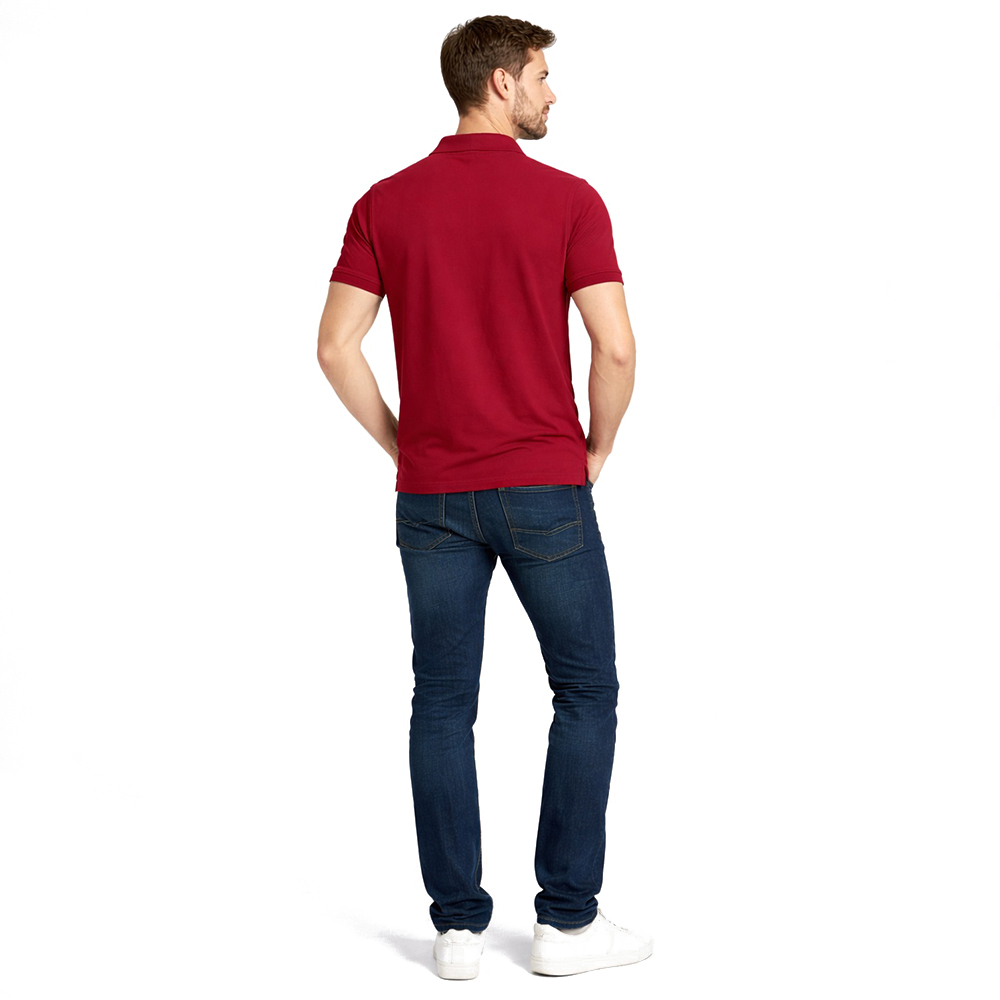 Red Polo Neck With Ribb Collar T-Shirt