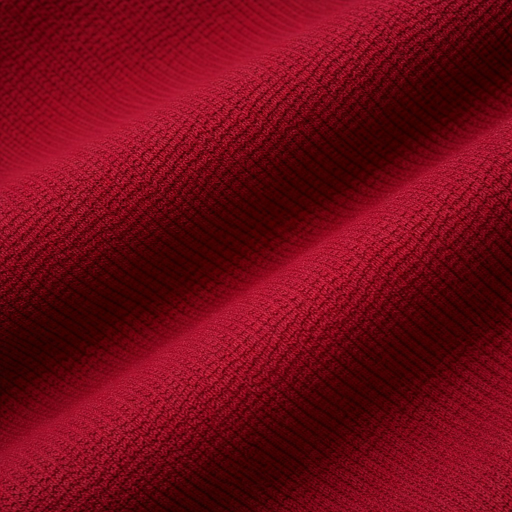 Red Polo Neck With Ribb Collar T-Shirt