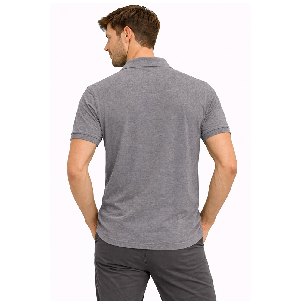 Grey  Polo Neck With Ribb Collar T-Shirt