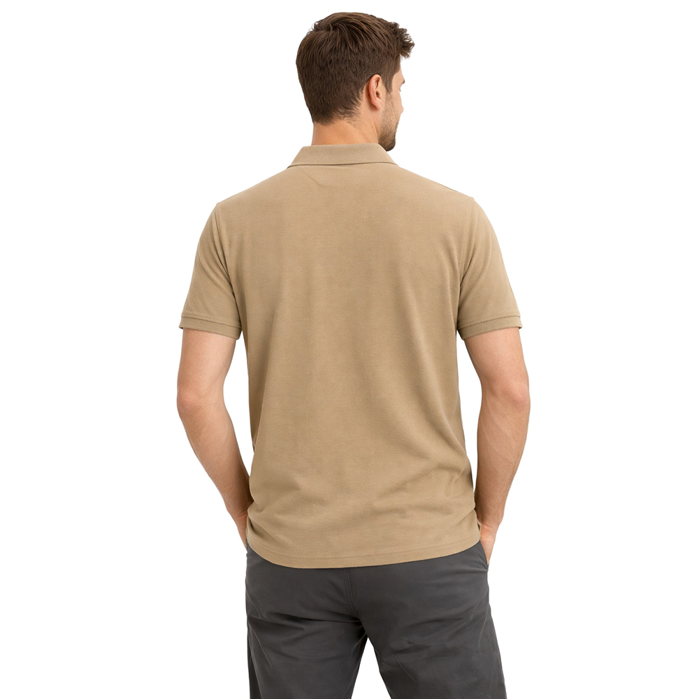 Beige Polyester Fabric Polo T-Shirt