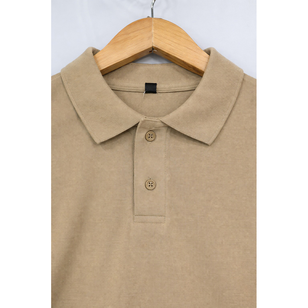Beige Polyester Fabric Polo T-Shirt