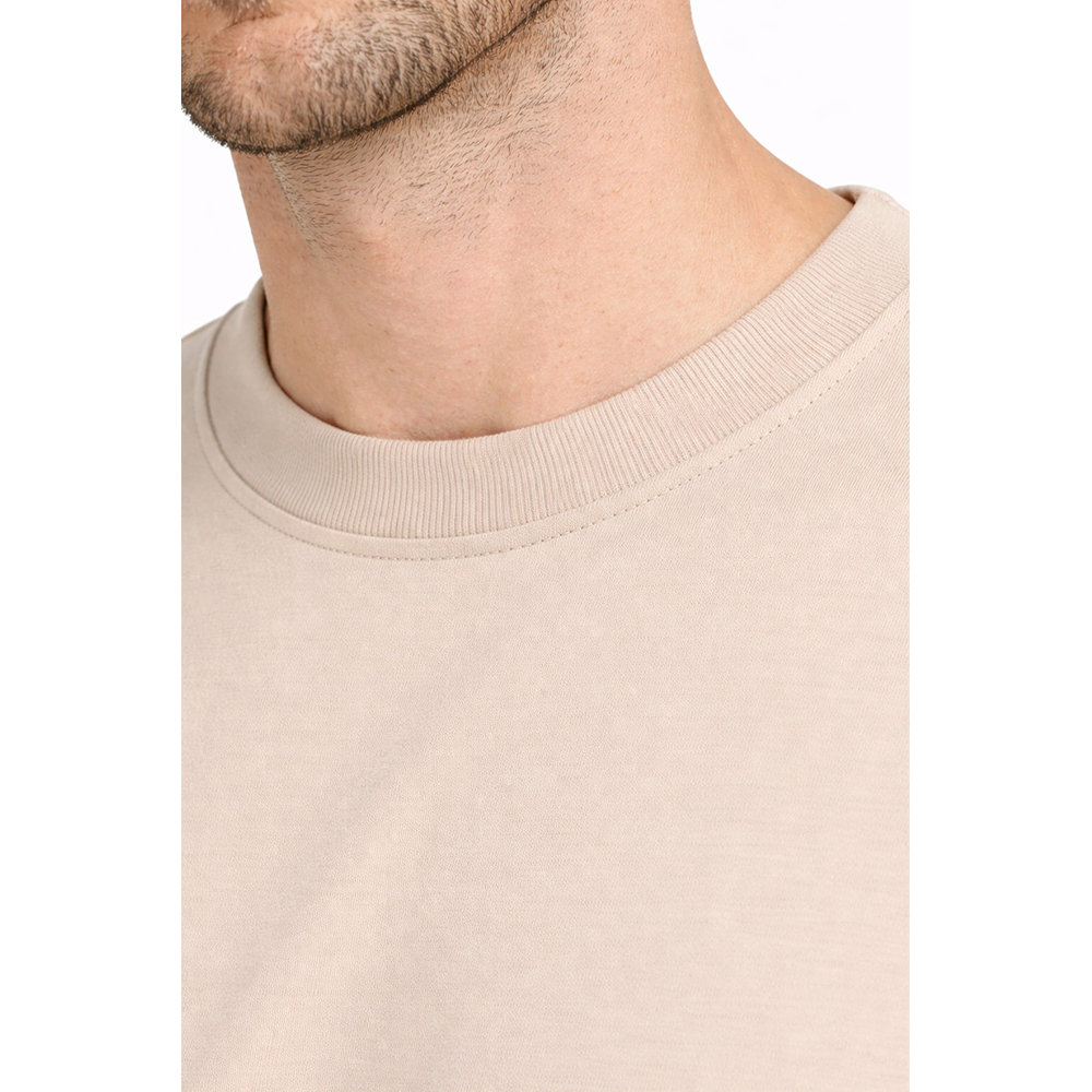 Cream Color Oversized Round Neck T-Shirt