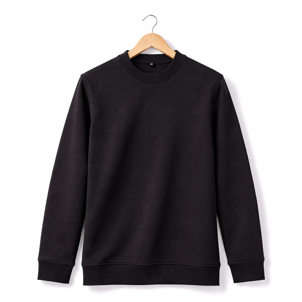 Black Full Sleeves Round Neck Cotton T-Shirt
