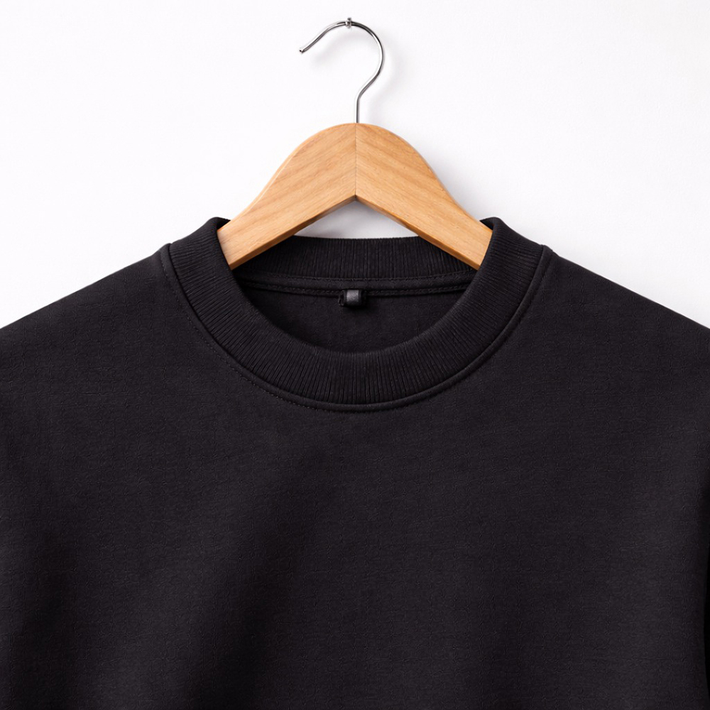 Black Full Sleeves Round Neck Cotton T-Shirt