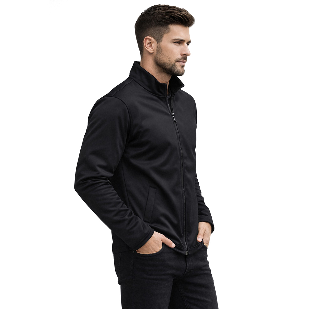 Super Poly Fabric Biker Jacket - Color: Black