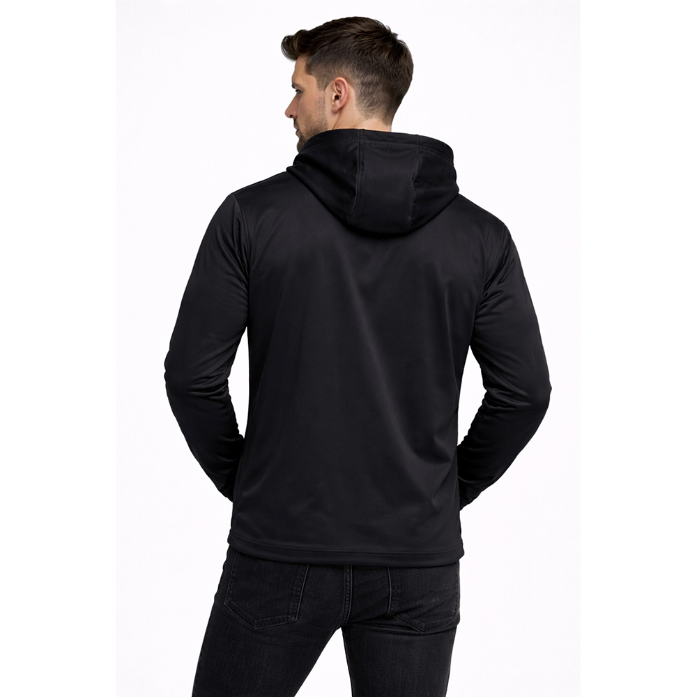 Super Poly Fabric Biker Jacket With Hood