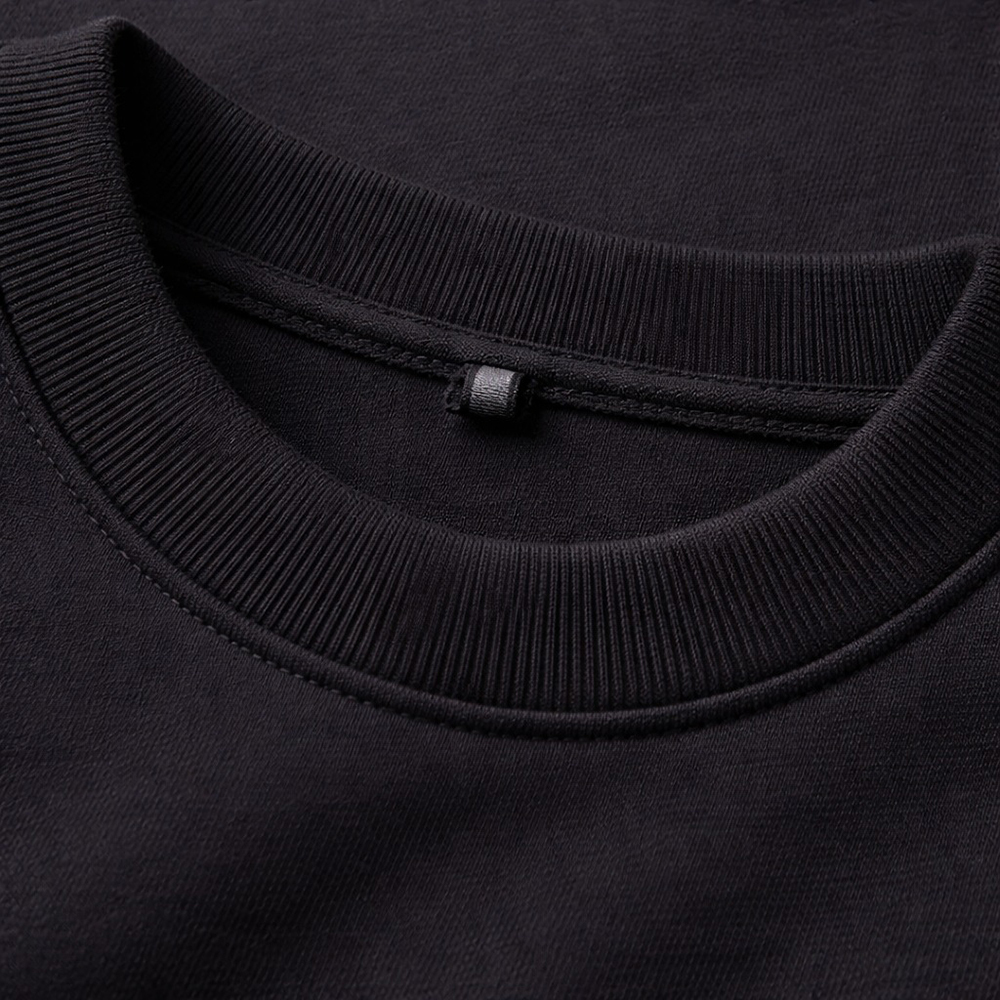 Black Full Sleeves Round Neck Cotton T-Shirt