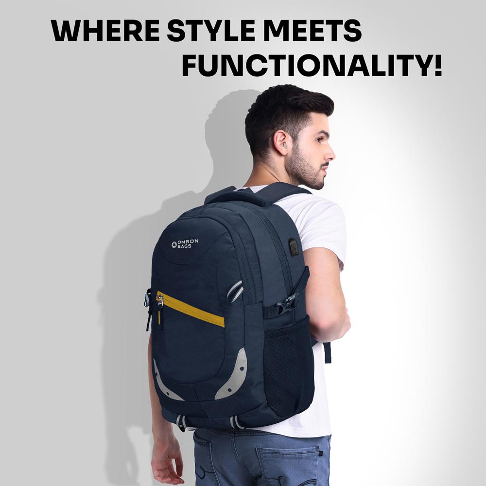 Smart Laptop Backpack, Water-Resistant with USB Charging Port, Office & College Backpack for Men and Women, Daily Use (Blue)