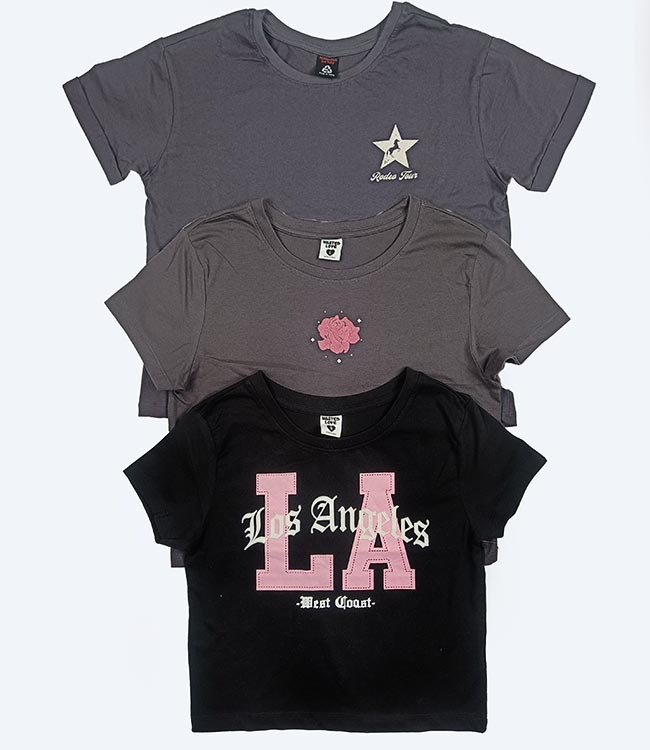 W13412 Ladies Printed Cropped Tops