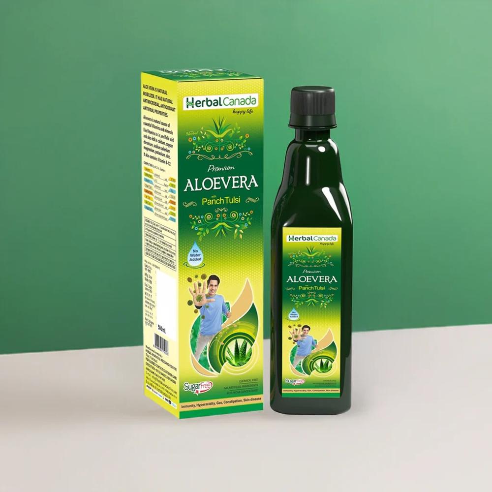 Herbal Canada Premium Aloevera Panch Tulsi Juice Sugar Free 500ml - Age Group: For Adults