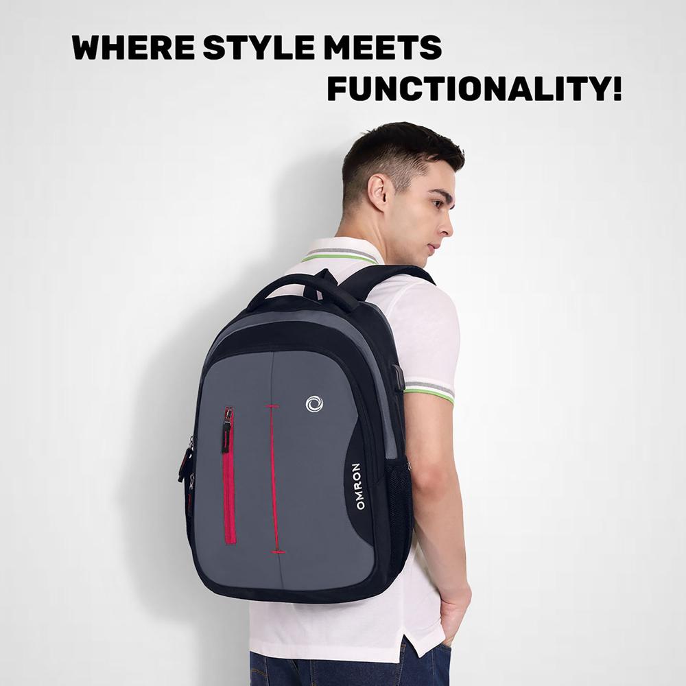 Laptop Backpack with USB Charging Port Water-Resistant Office College School & Travel Bag for Men & Women Black 30L