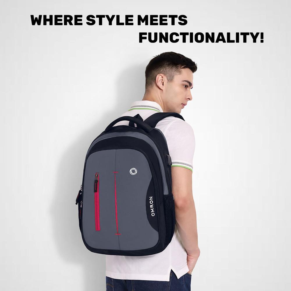 Laptop Backpack with USB Charging Port Water-Resistant Office College School & Travel Bag for Men & Women Black 30L