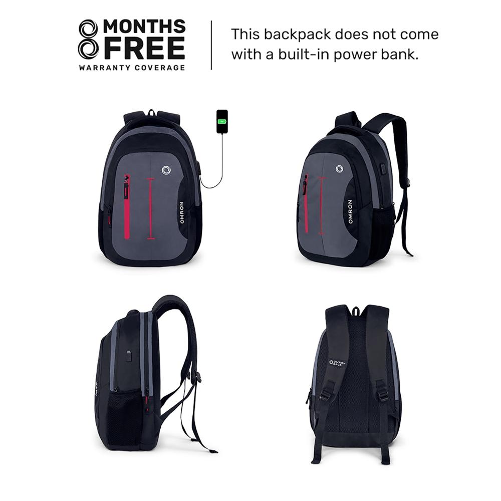 Laptop Backpack with USB Charging Port Water-Resistant Office College School & Travel Bag for Men & Women Black 30L