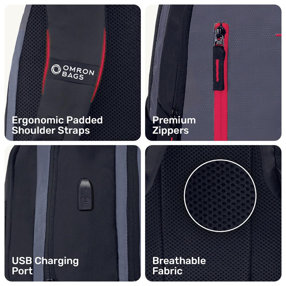 Laptop Backpack with USB Charging Port Water-Resistant Office College School & Travel Bag for Men & Women Black 30L