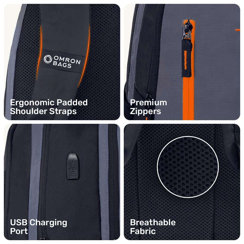 Laptop Backpack with USB Charging Port | Water-Resistant Office College School & Travel Bag for Men & Women | Black | 30L