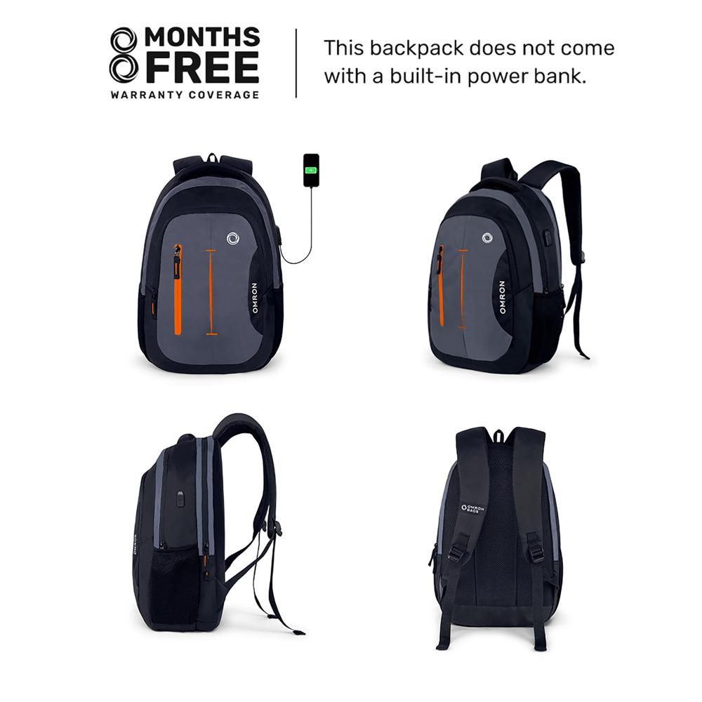 Laptop Backpack with USB Charging Port | Water-Resistant Office College School & Travel Bag for Men & Women | Black | 30L