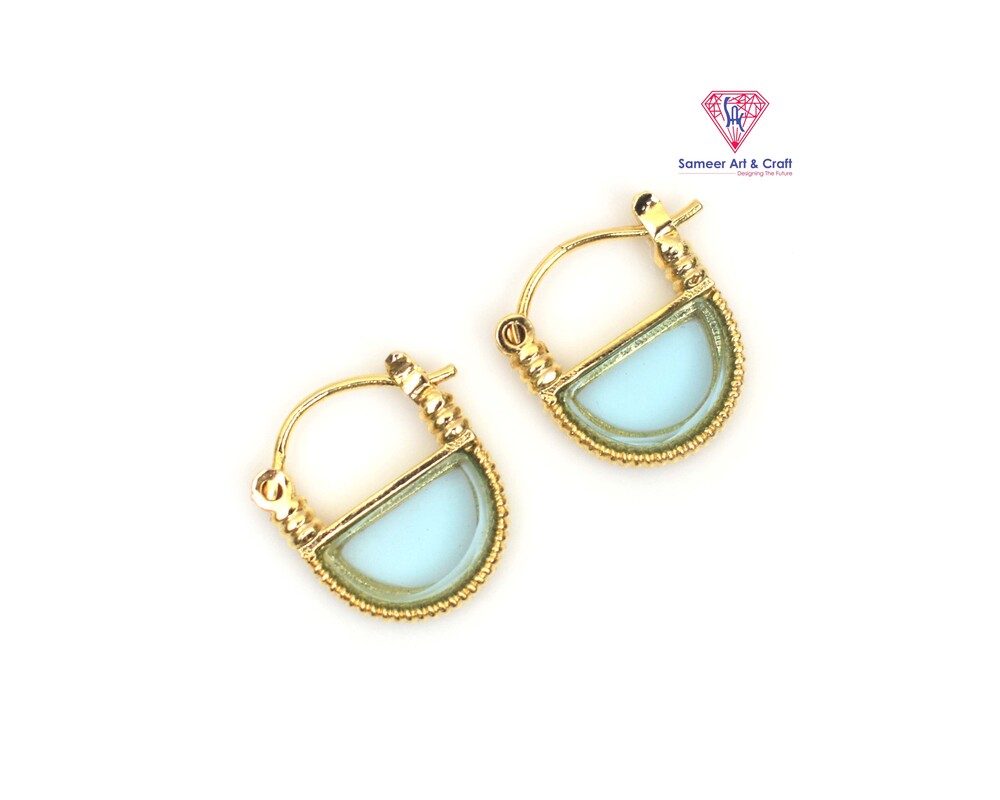 Brass With 18k Gold Plated Gemstone Hoop Earring D Shape