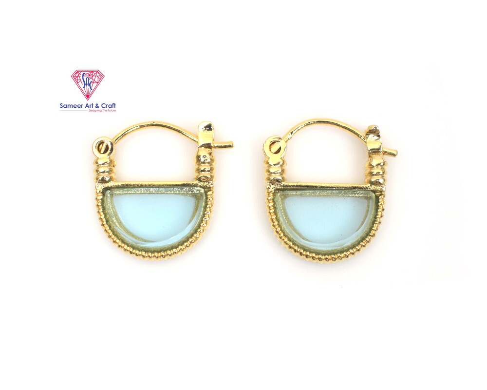 Brass With 18k Gold Plated Gemstone Hoop Earring D Shape