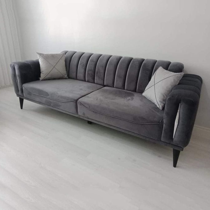 3 Seater Dark Grey Wooden Sofa