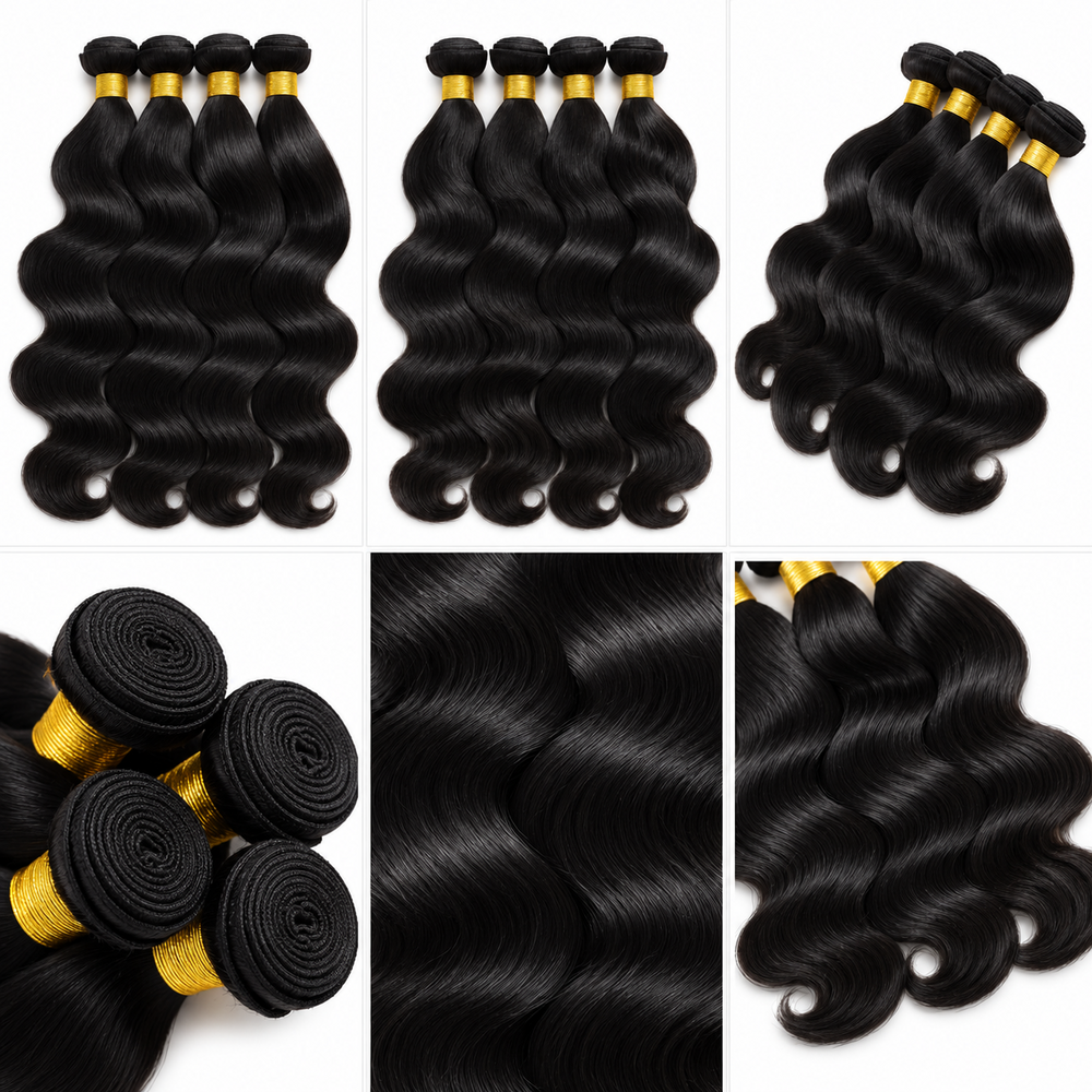 Black Machine Weft Premium Human Remy Hair Bundles - Features: Easy To Style