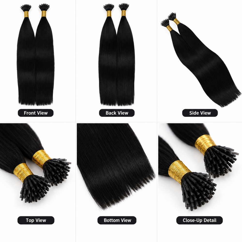 Black Straight Plastic Nano Tips Human Hair Extension - Feature: Easy To Style