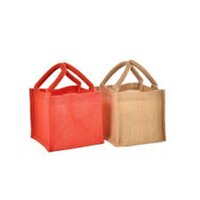 Jute Gift Bags - Color: Brown & Red