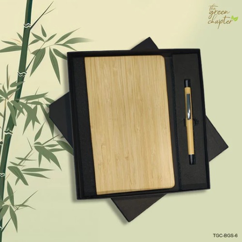 (SS-Eco-3) Wooden Bamboo Diary & Pen Gift Set