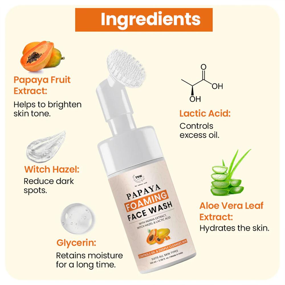 Papaya Foaming Face Wash with Lactic Acid And Panthenol