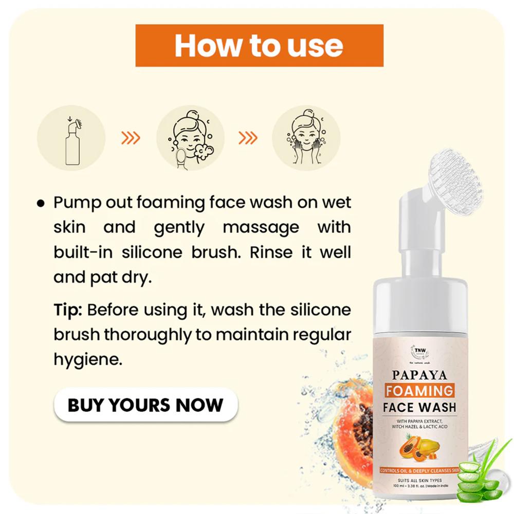 Papaya Foaming Face Wash with Lactic Acid And Panthenol