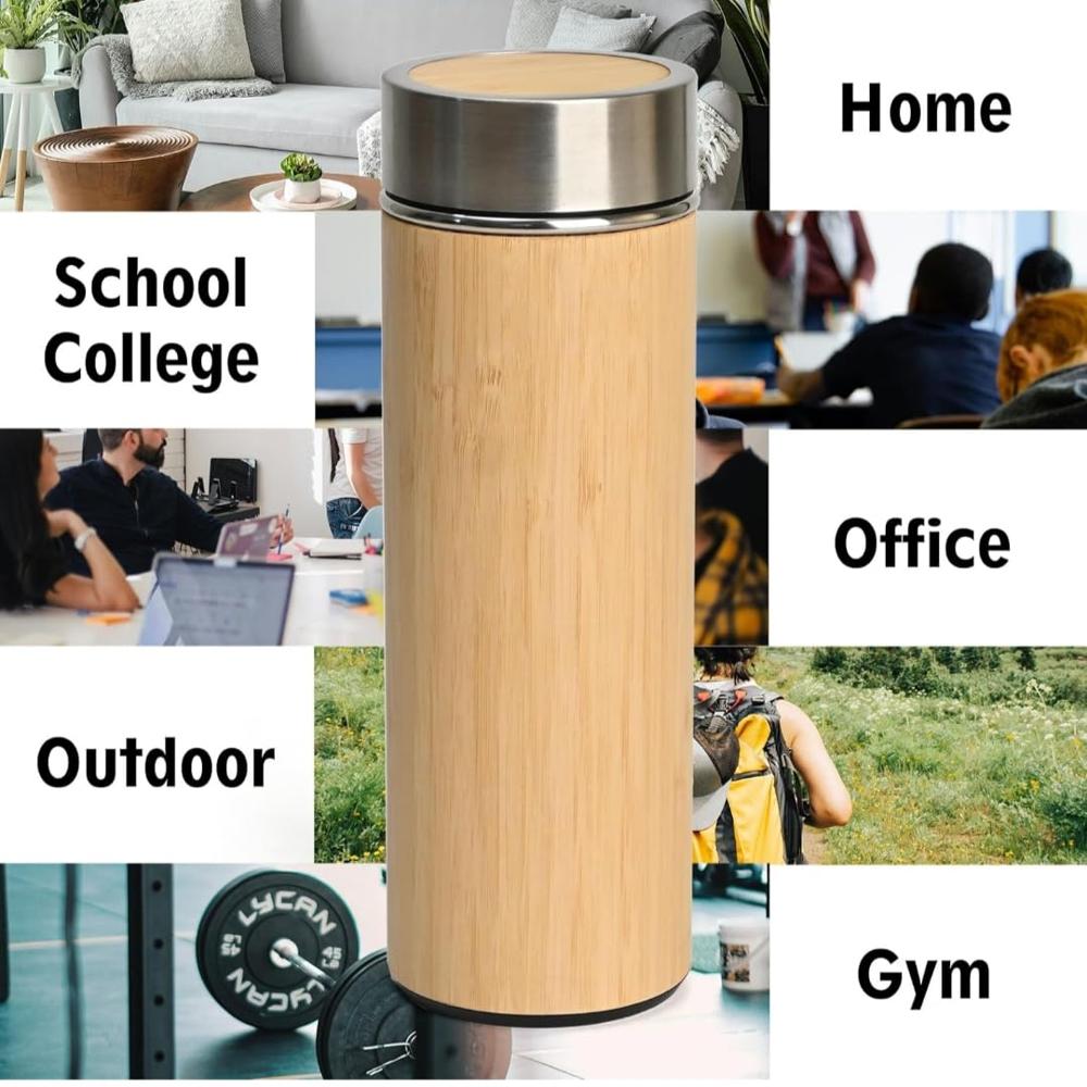 (Eco-10) Bamboo 5 in 1 Eco Friendly Gift Set With Wooden Diary And Bottle