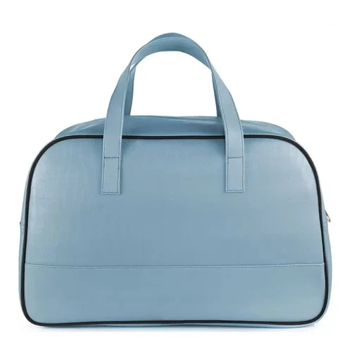 Blue Leather Duffle Bag