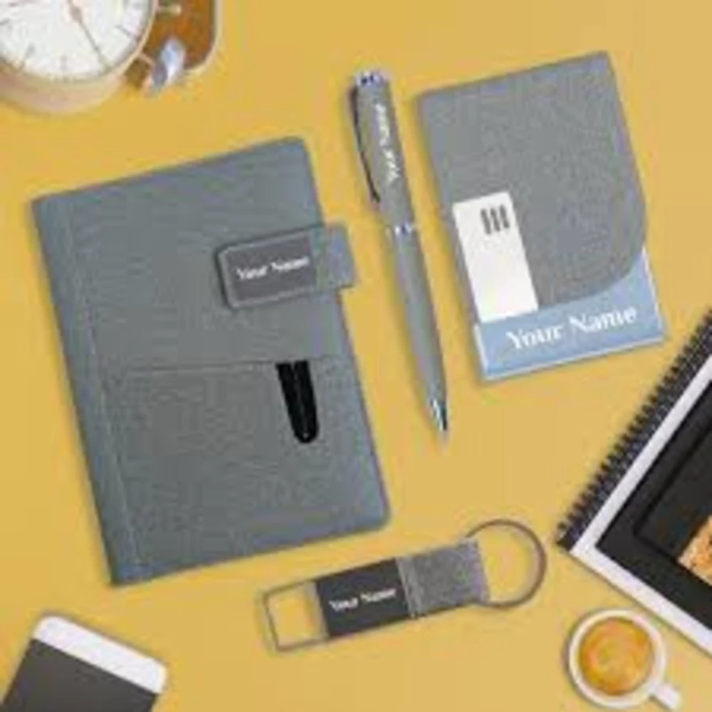 PU Leather combo pen with keychain