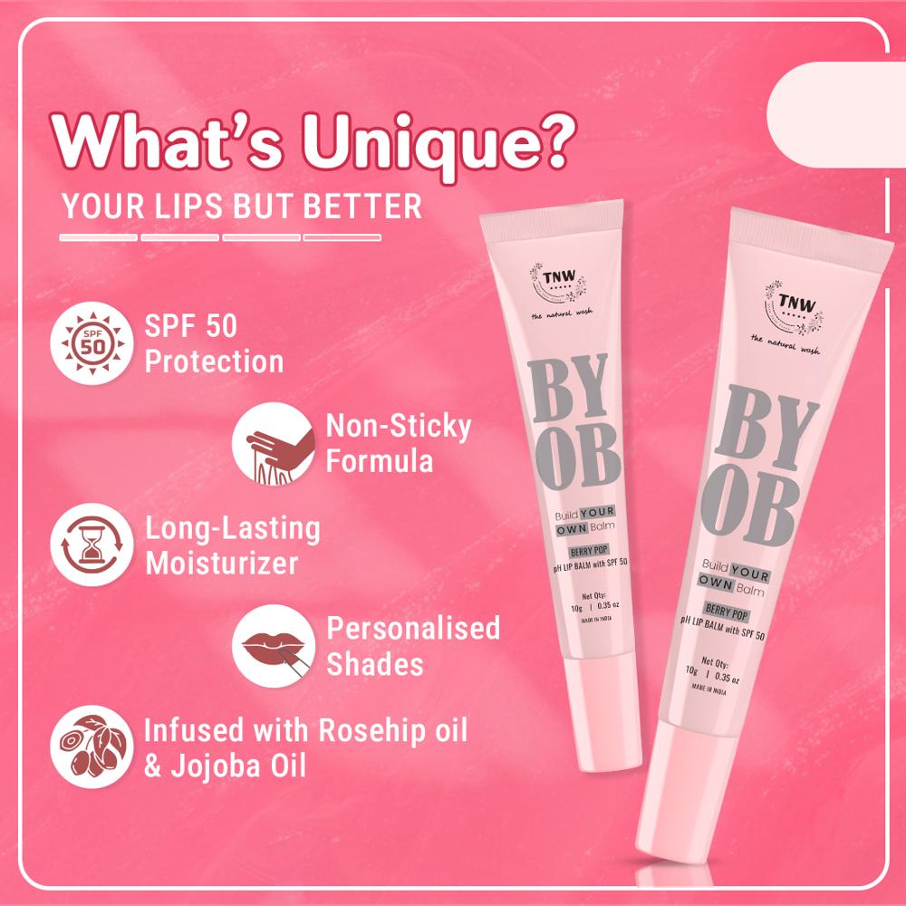 Byob Berry Pop Ph Lip Balm With Spf 50 For Plump & Hydrated Lips - Attributes: Smudge Proof