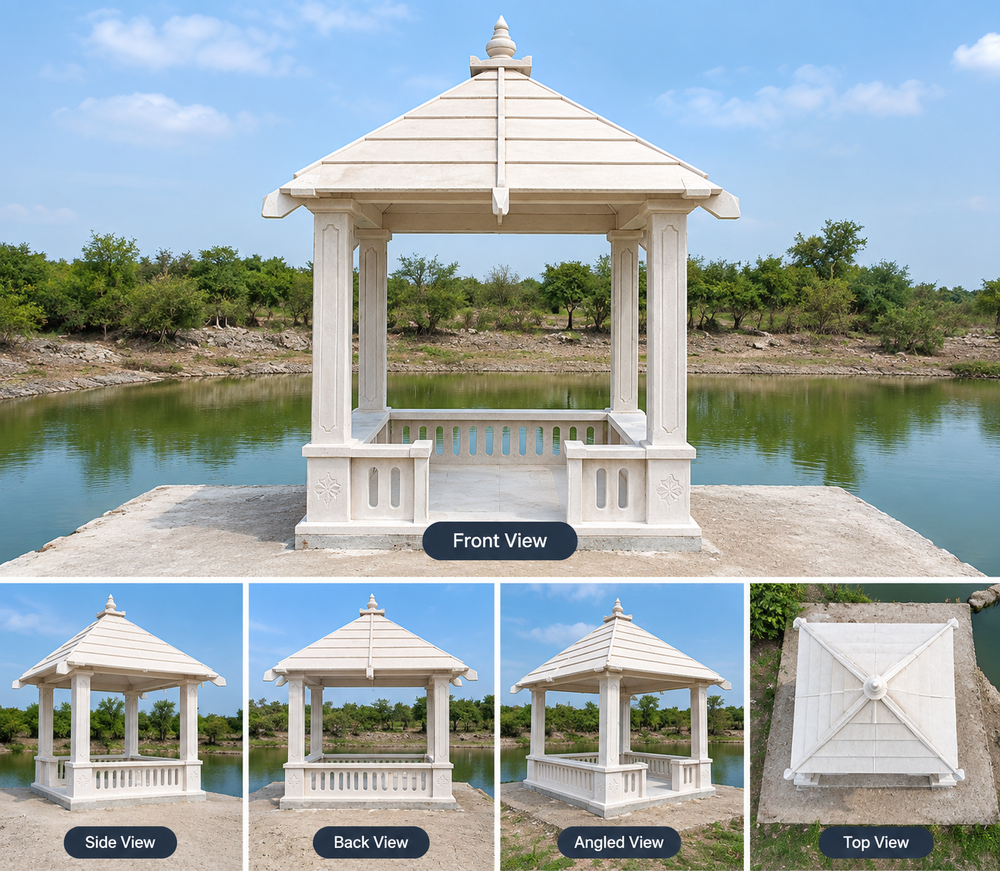 Sandstone Garden Gazebo - Color: White