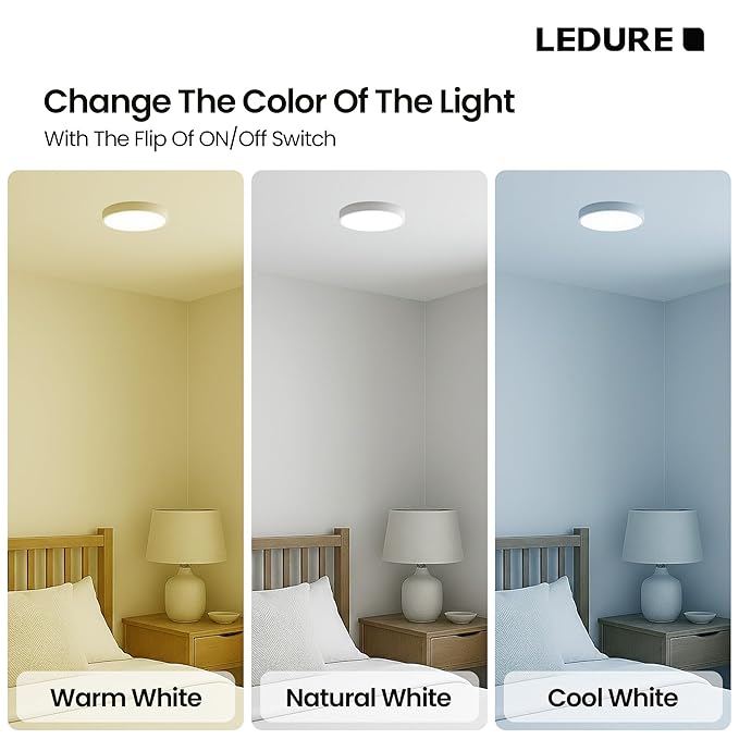 INSOCKET Surface Light | Round Surface-Mount Ceiling Light for Indoor Use | 800 Lumens Energy Efficient LED Downlight for Home | (Cool White)