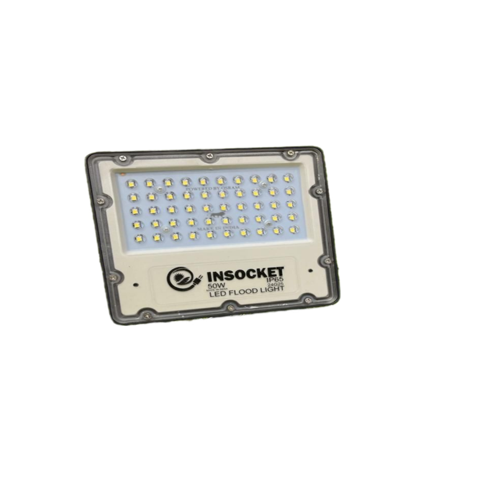 INSOCKET LED Flood Light| Cool White 6500K Color Temperature LED Lamp| IP66 Waterproof Surge Protection Focus Light for Factory, Garage, Parking, Garden, Playground & Shop