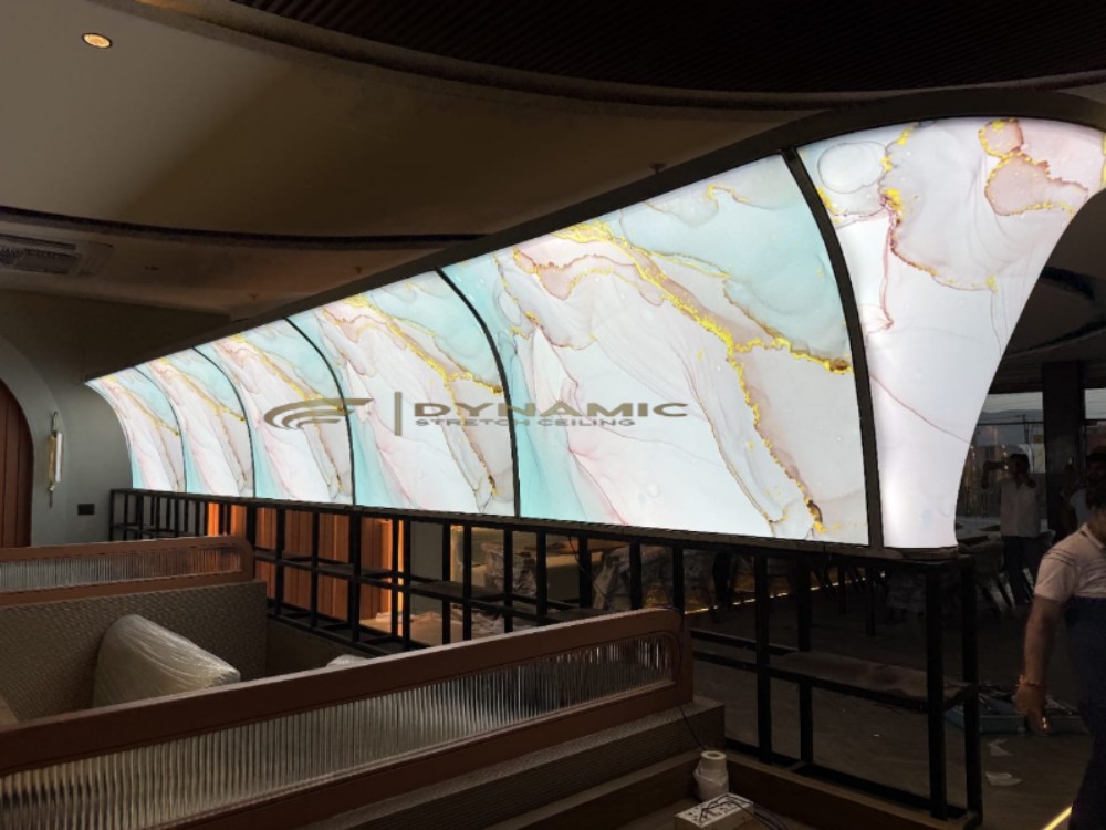 0.18mm PVC Marble Cutout Stretch Ceiling