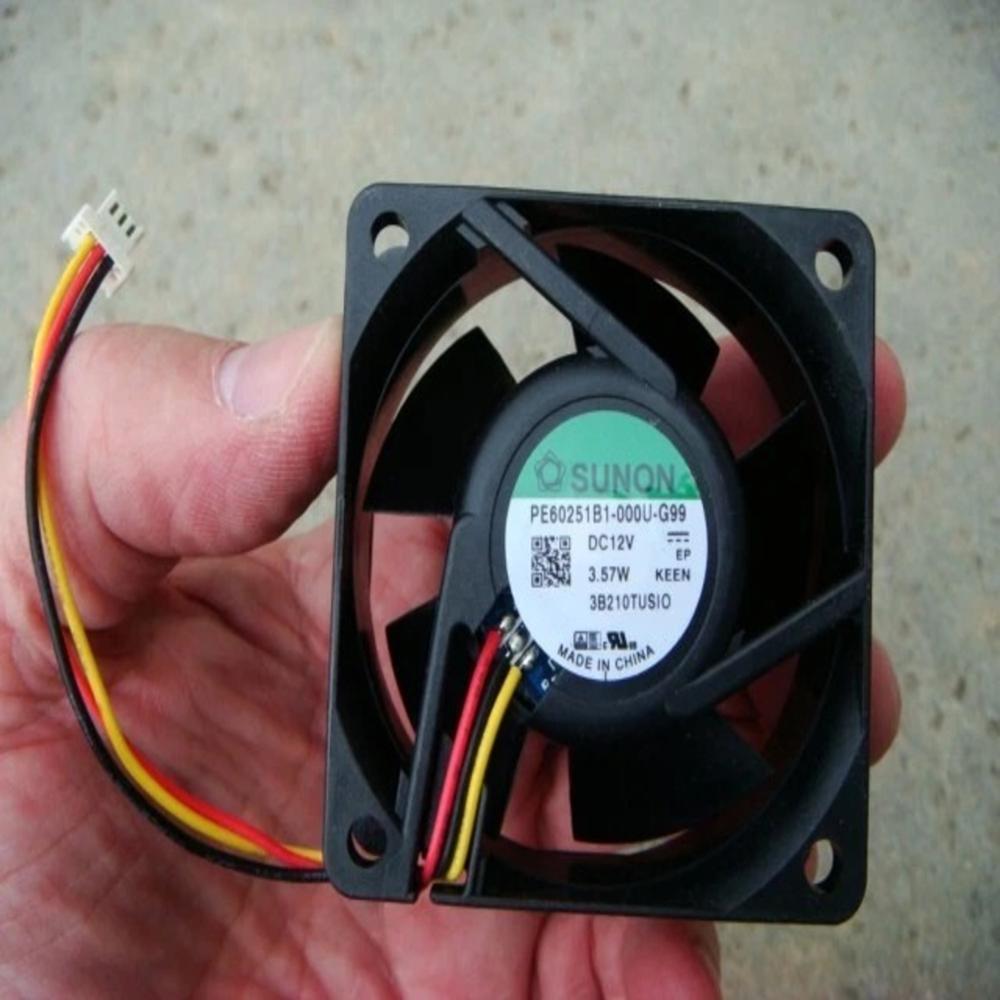 SUNON PE60251B1-000U-G99 12V DC 3.57W 6025mm Ball Bearing Industrial Axial Cooling Fan