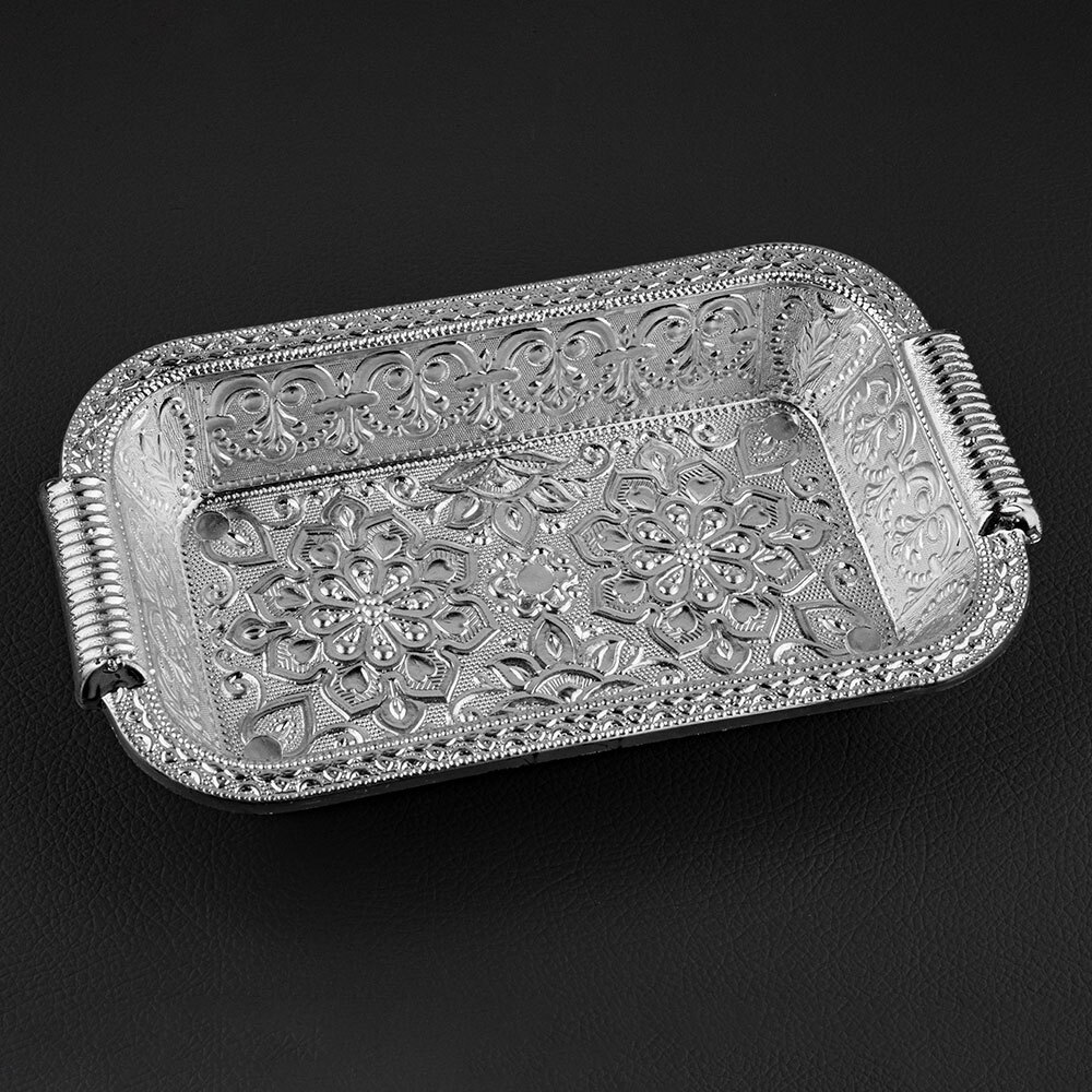 Engraved Anitque Design Silver Plastic Tray