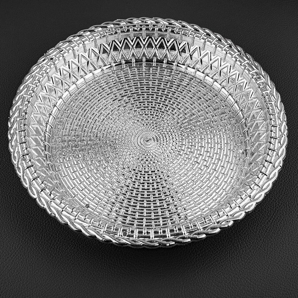 Round Anitque Design Silver Plastic Tray