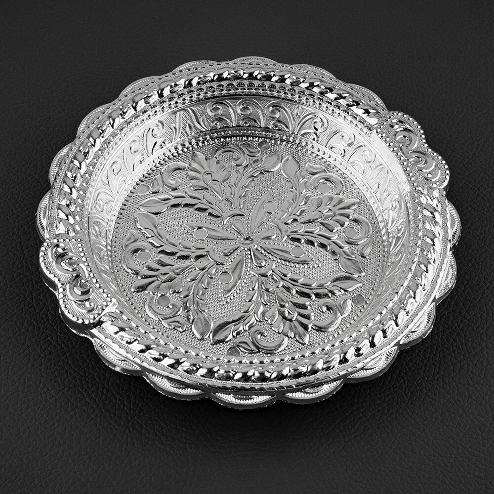 Round Anitque Design Silver Plastic Tray